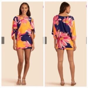 NWOT Trina Turk Breeze Sheath mini tunic Dress cover up beach party colorful Med
